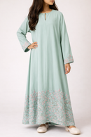 Floral Dynasty Girls Glam Abaya - Teal
