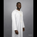 Embroidered Custom Made Emirati Thobe Style (White and Gold)