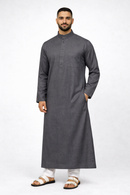 Zubair Collection – Limited Edition Saudi Collared Thobe - Dark Grey