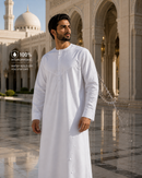 Hydrophobic Long Sleeve Emirati Thobe - White