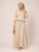 Elegant Textured Skirt and Blouse Set – Sand