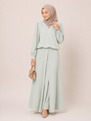 Elegant Textured Skirt and Blouse Set – Pistachio