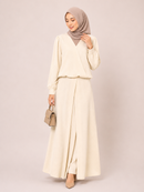 Elegant Textured Skirt and Blouse Set – Cream