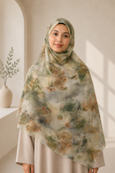 New Printed Chiffon Hijab - Sage Garden