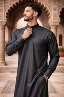 Zubair Collection – Limited Edition Saudi Collared Thobe - Steel Grey