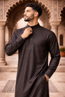 Zubair Collection – Limited Edition Saudi Collared Thobe - Dark Brown