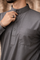 Zubair Collection – Limited Edition Saudi Collared Thobe - Light Grey