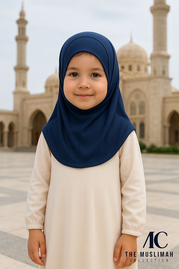 Girls Hijab Cap - Navy Blue