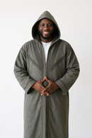 Syrian Farwa Coat with Hoodie - Space Grey