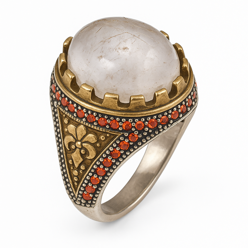 Red Garnet Crown Ottoman Ring