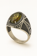 Citrine Real Sterling Silver Mens Islamic Ottoman Ring