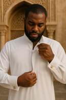 The Emir Zip-Collar Thobe - Off white