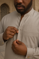 The Emir Zip-Collar Thobe - Sky Grey