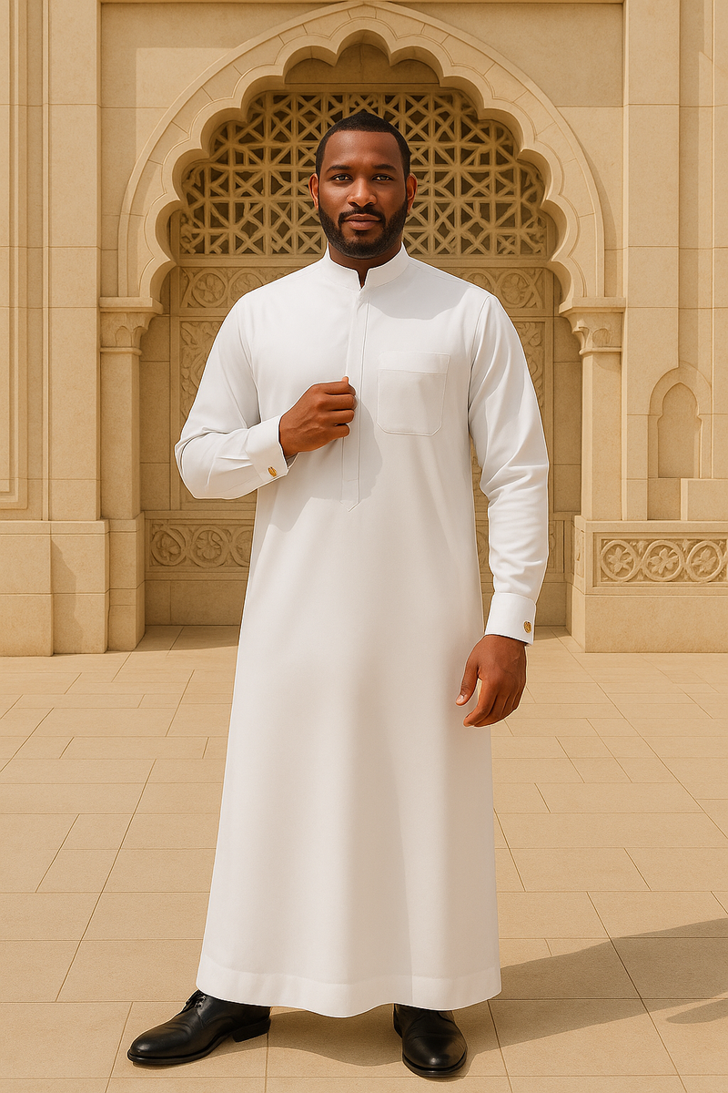 The Emir Zip-Collar Thobe - Off white