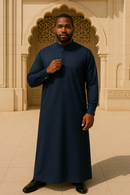 The Emir Zip-Collar Thobe - Navy Blue