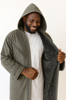 Syrian Farwa Coat with Hoodie - Space Grey