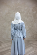 Resort Textured Skirt & Blouse Set - Cream - Blue Tulle