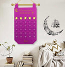 Purple Ramadan Calendar Eid Countdown + 30 Gold Stars - Home Decor