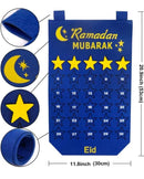 Blue Ramadan Calendar Eid Countdown + 30 Gold Stars - Home Decor