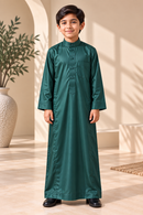 Mini Muslim Kids-Boys Thobe - Saudi Collar (Emerald Green)