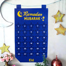 Blue Ramadan Calendar Eid Countdown + 30 Gold Stars - Home Decor