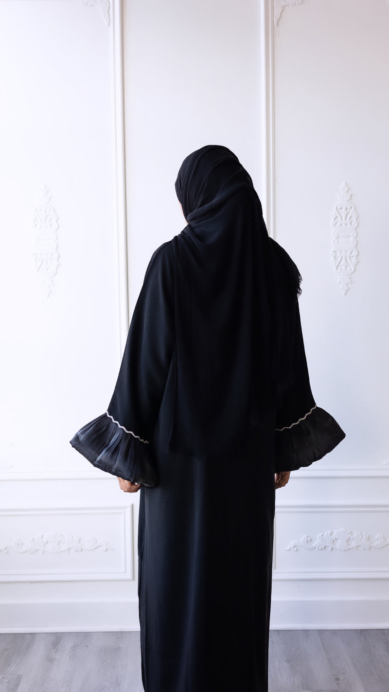 Puff Sleeve Glam Abaya - Black