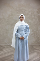 Resort Textured Skirt & Blouse Set - Cream - Blue Tulle