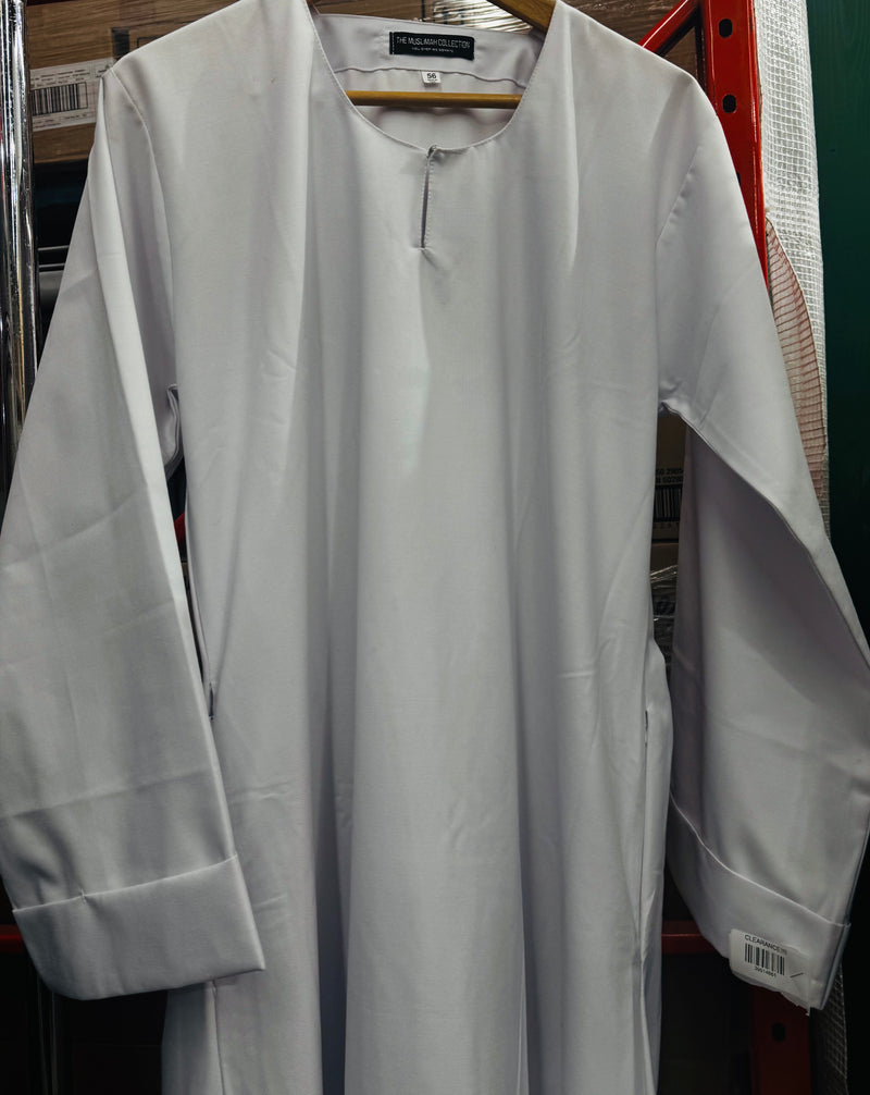 CLEARANCE SAMPLE SALE Umm Salama Thick Cotton Linen Blend Loose Fit Abaya (Cool White)