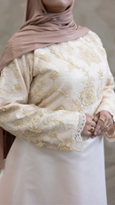 Floral Lace Wedding Dress - Cream