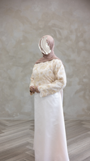 Floral Lace Wedding Dress - Cream