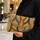 Luxury Embellished Beaded Geometric Evening Clutch Bag