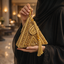 Luxury Embellished Beaded Triangle Evening Clutch Bag with Tassel