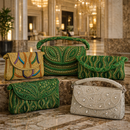 Luxury Embellished Beaded Geometric Evening Clutch Bag