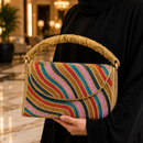 Luxury Embellished Beaded Geometric Evening Clutch Bag