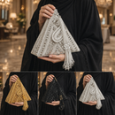 Luxury Embellished Beaded Triangle Evening Clutch Bag with Tassel