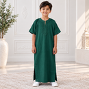 Moroccan Short Sleeve Kids-Boys Thobe (Emerald Green)