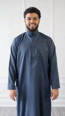 Saudi Collared Thobe Jubbah - MC Cotton Blend (Sunset Denim)