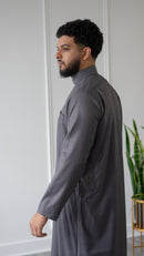 Saudi Collared Thobe Jubbah - MC Cotton Blend (Cloudy Grey)