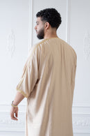 Moroccan 3/4 Sleeve Thobe (Cosmic Latte)