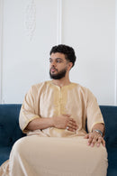 Moroccan 3/4 Sleeve Thobe (Cosmic Latte)