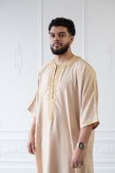 Moroccan 3/4 Sleeve Thobe (Cosmic Latte)