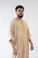 Moroccan 3/4 Sleeve Thobe (Cosmic Latte)