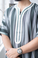 Moroccan Striped Thobe (Black and Grey)