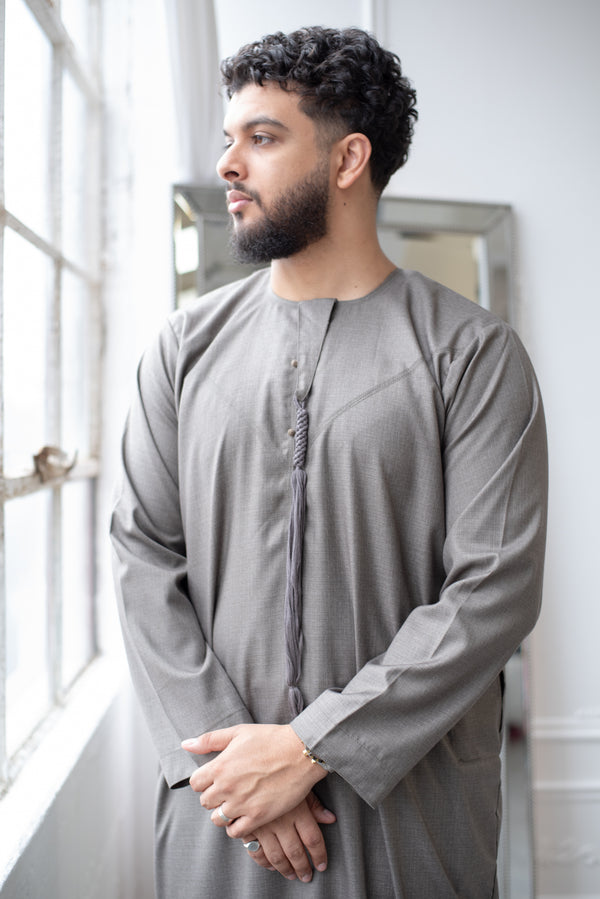 Emirati Thobe Jubbah - MC Cotton Blend (Light Grey)