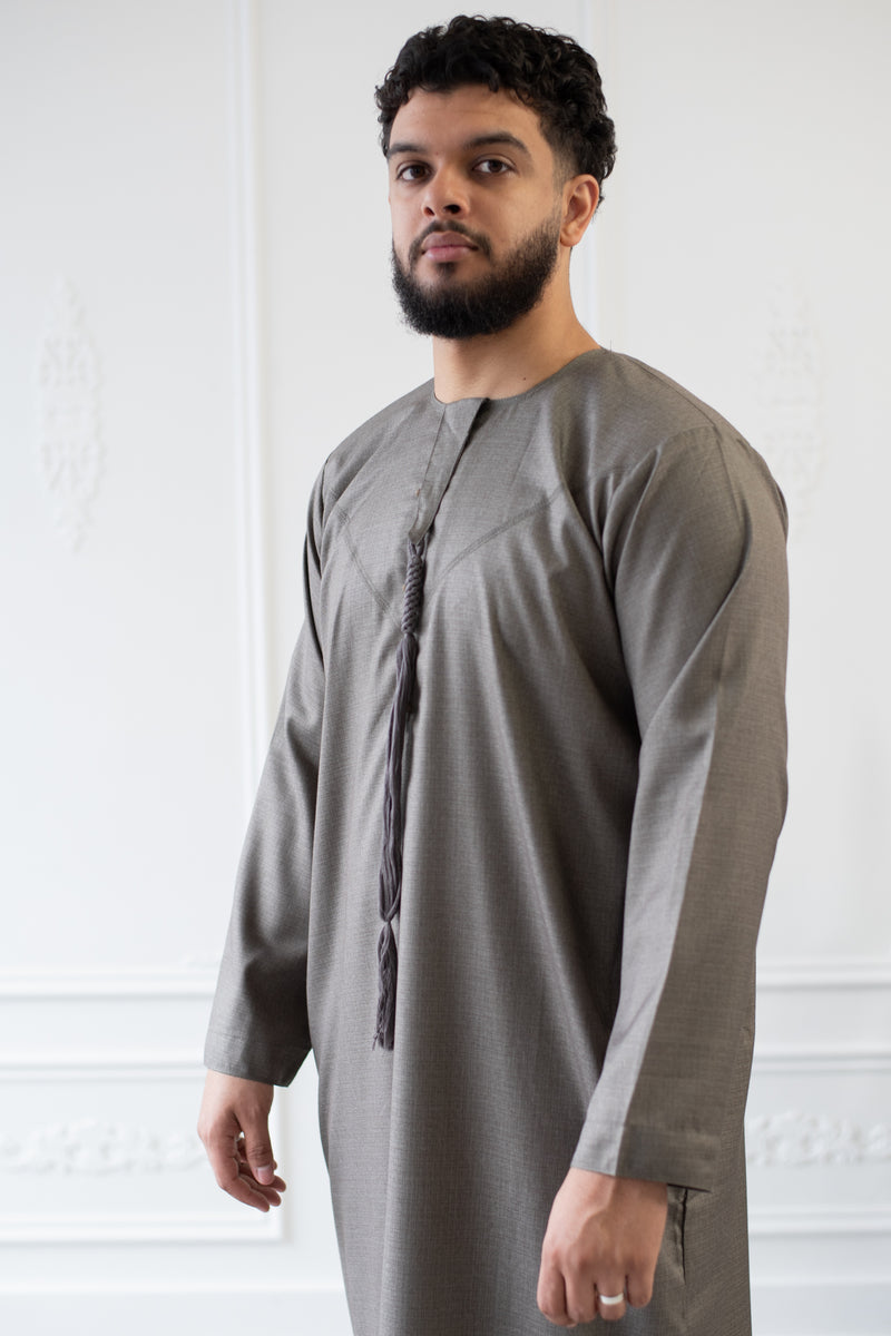 Emirati Thobe Jubbah - MC Cotton Blend (Light Grey)