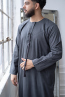 Emirati Thobe Jubbah - MC Cotton Blend (Charcoal)