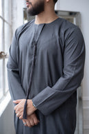 Emirati Thobe Jubbah - MC Cotton Blend (Charcoal)