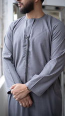 Emirati Thobe Jubbah - MC Cotton Blend (Dark Grey)