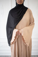 Pleated Plain Abaya (Butterscotch)