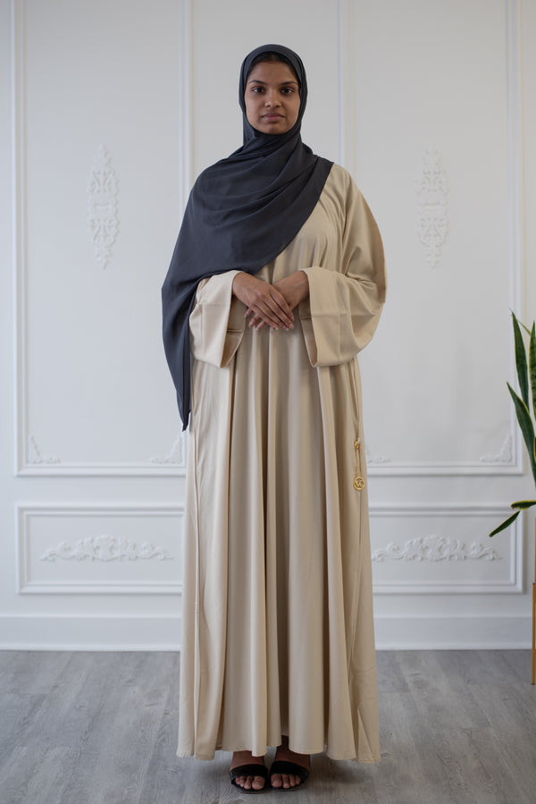 Umm Salama Cotton Blend Loose Fit Abaya (Sandrift)